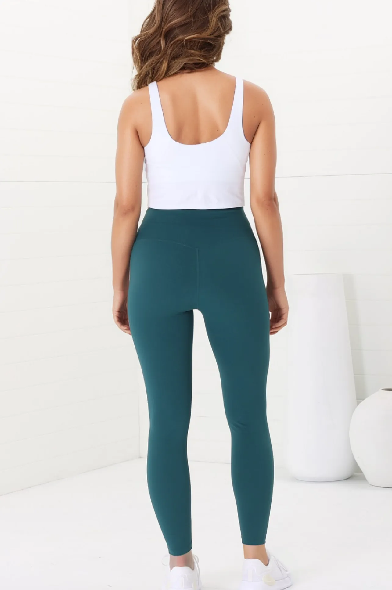 Axel Leggings - High Waisted Full Length Leggings in Teal>Salty Crush Best