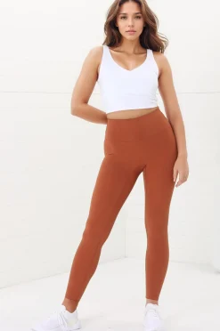 Axel Leggings - High Waisted Full Length Leggings in Tan>Salty Crush Online