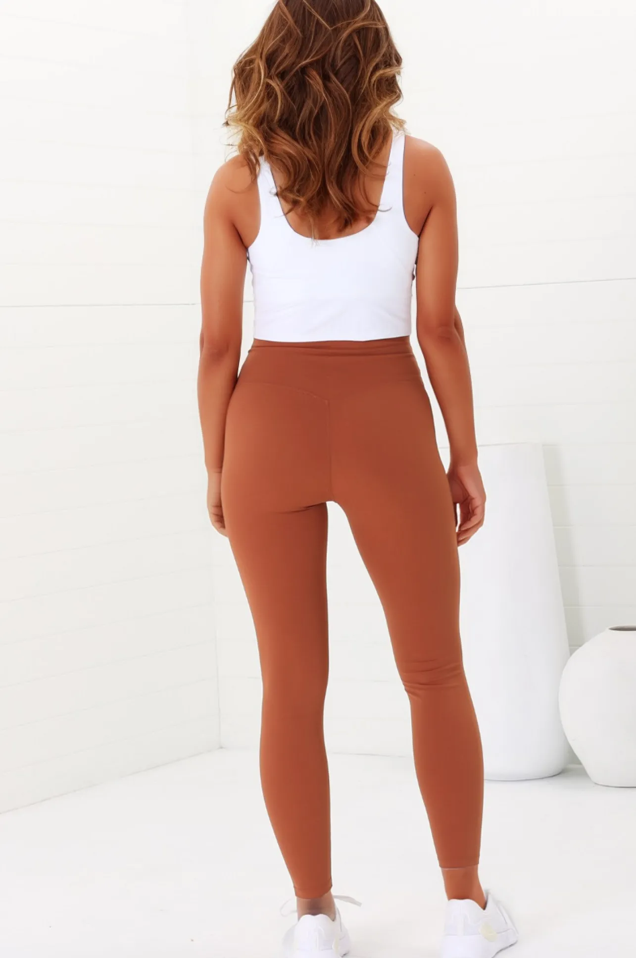 Axel Leggings - High Waisted Full Length Leggings in Tan>Salty Crush Online