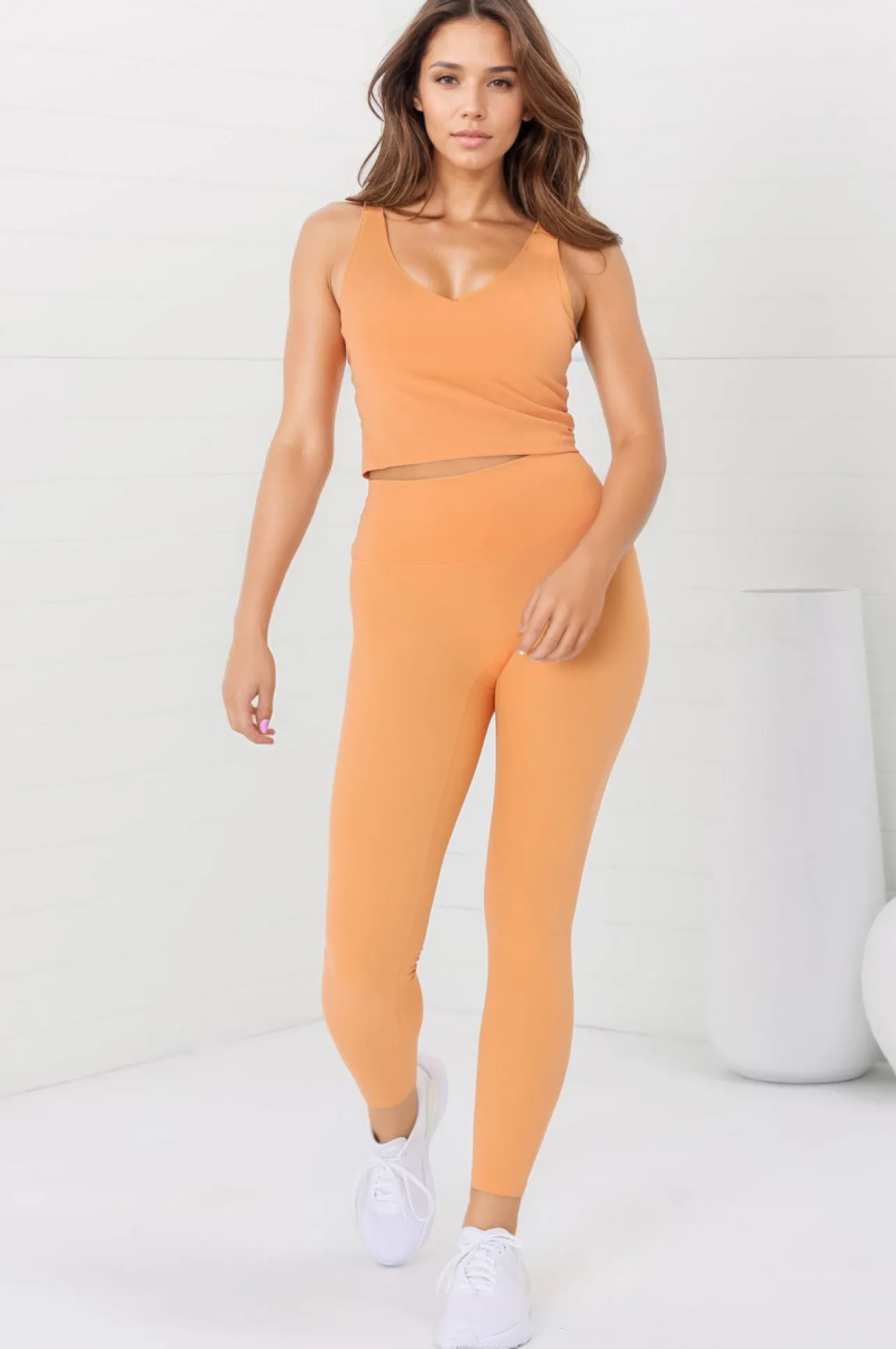Axel Leggings - High Waisted Full Length Leggings in Boston Orange>Salty Crush Outlet