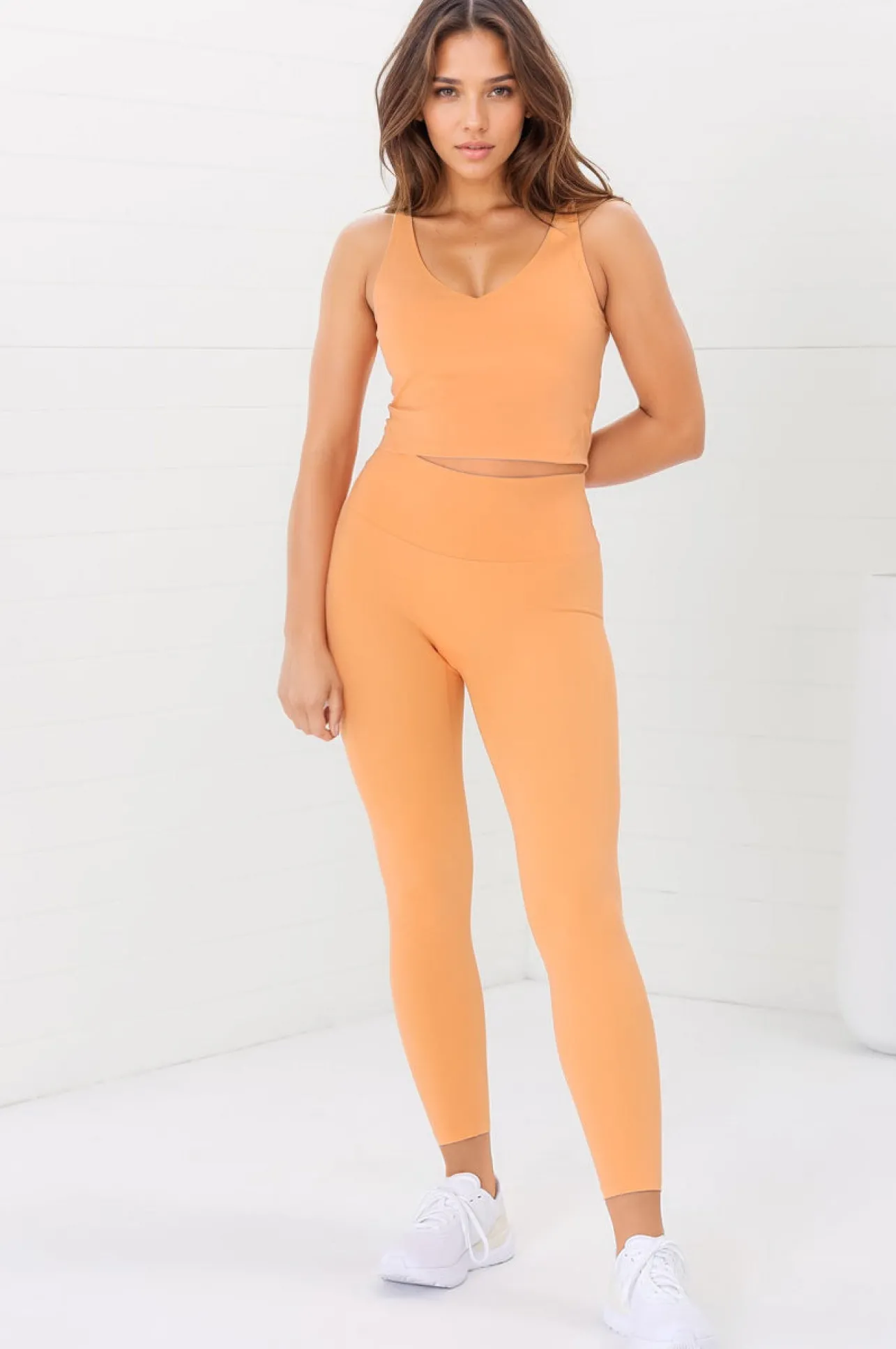 Axel Leggings - High Waisted Full Length Leggings in Boston Orange>Salty Crush Outlet