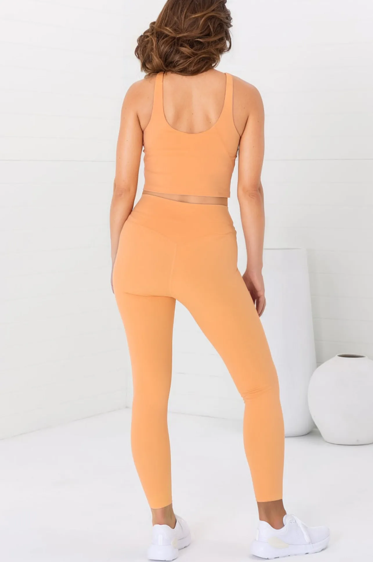 Axel Leggings - High Waisted Full Length Leggings in Boston Orange>Salty Crush Outlet