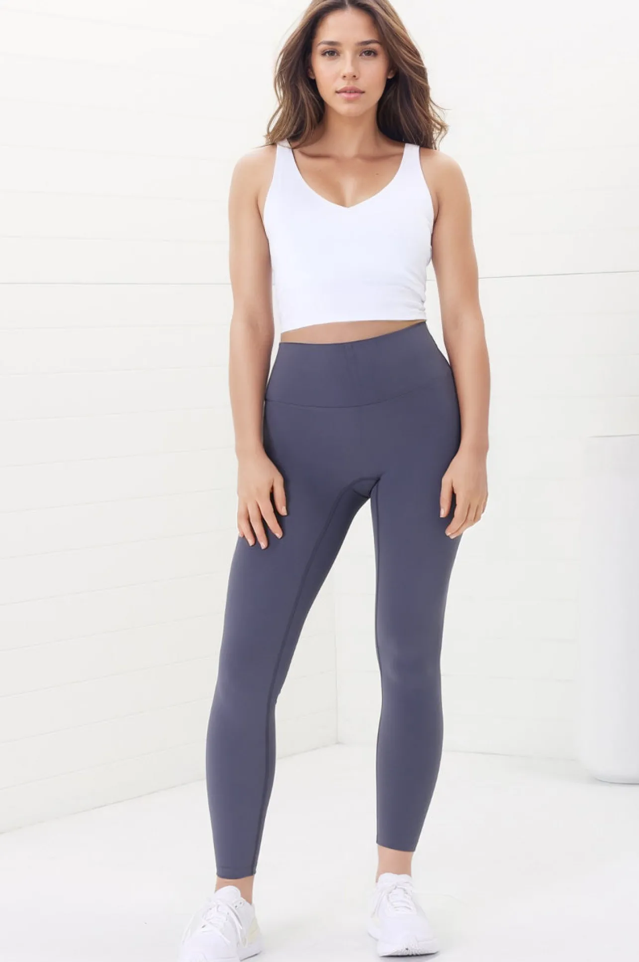Axel Leggings - High Waisted Full Length Leggings in Lilac Grey>Salty Crush Discount