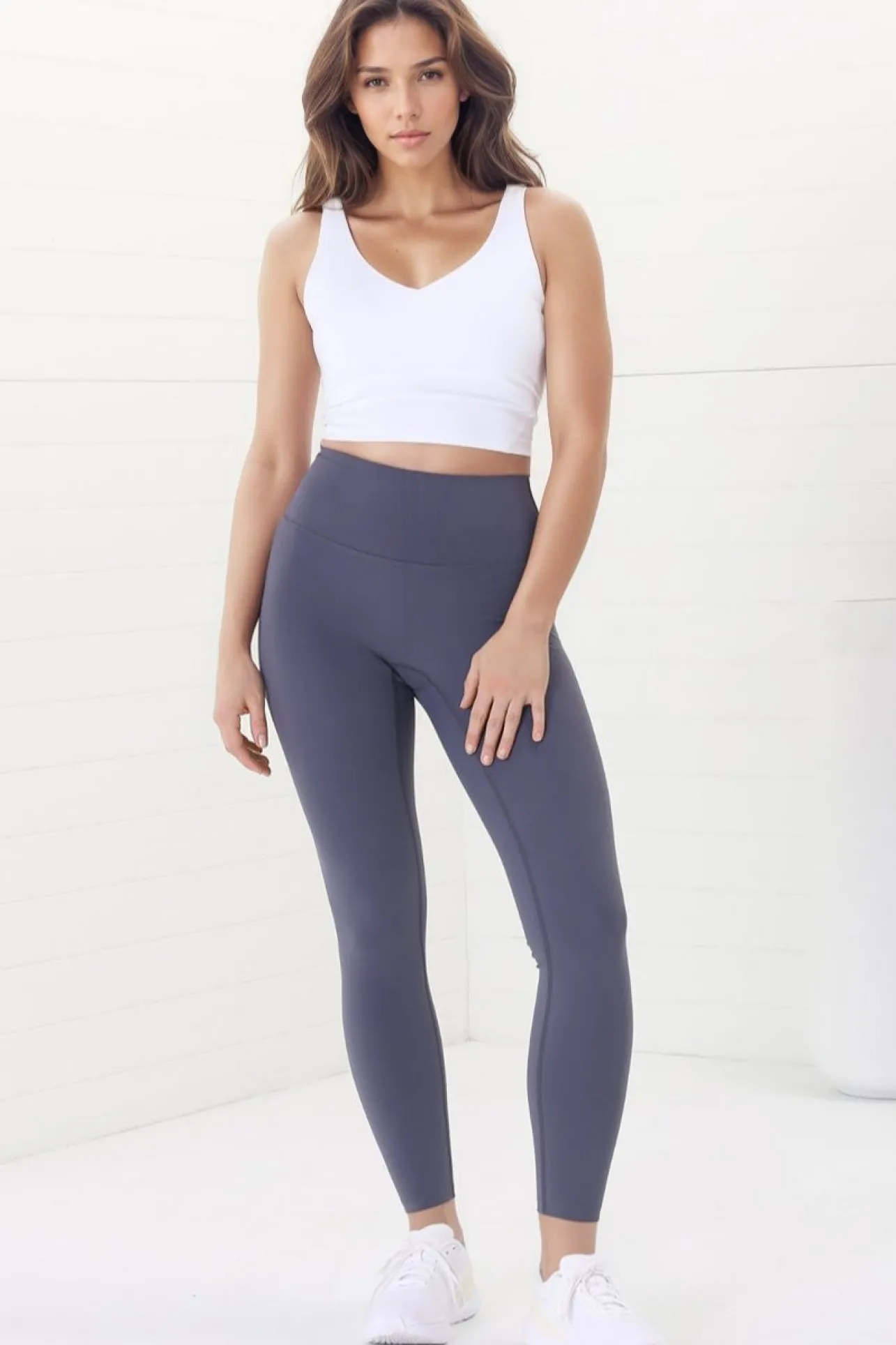 Axel Leggings - High Waisted Full Length Leggings in Lilac Grey>Salty Crush Discount