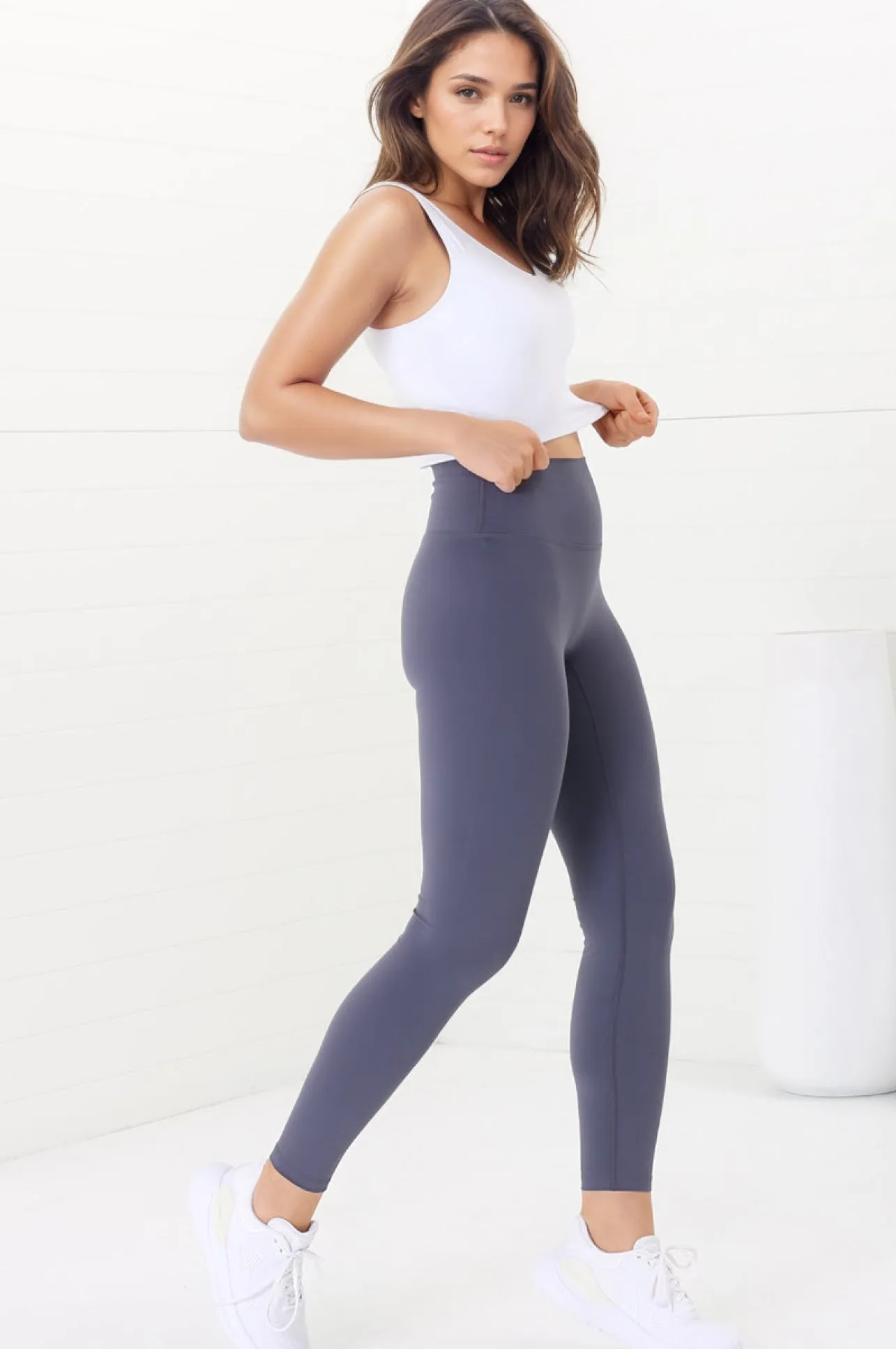 Axel Leggings - High Waisted Full Length Leggings in Lilac Grey>Salty Crush Discount