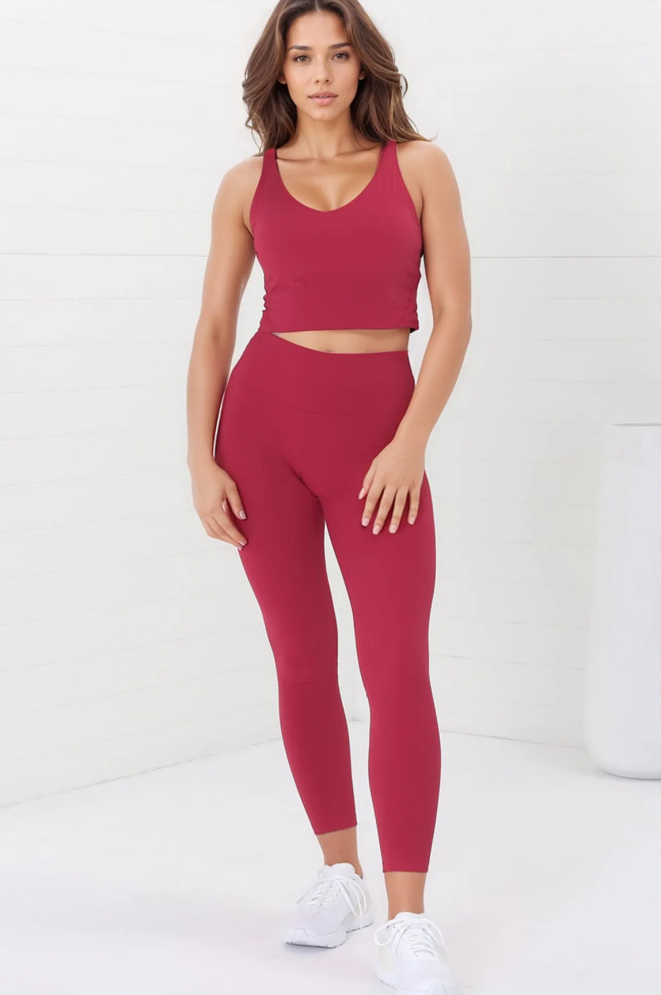 Axel Leggings - High Waisted Full Length Leggings in Magenta>Salty Crush Discount