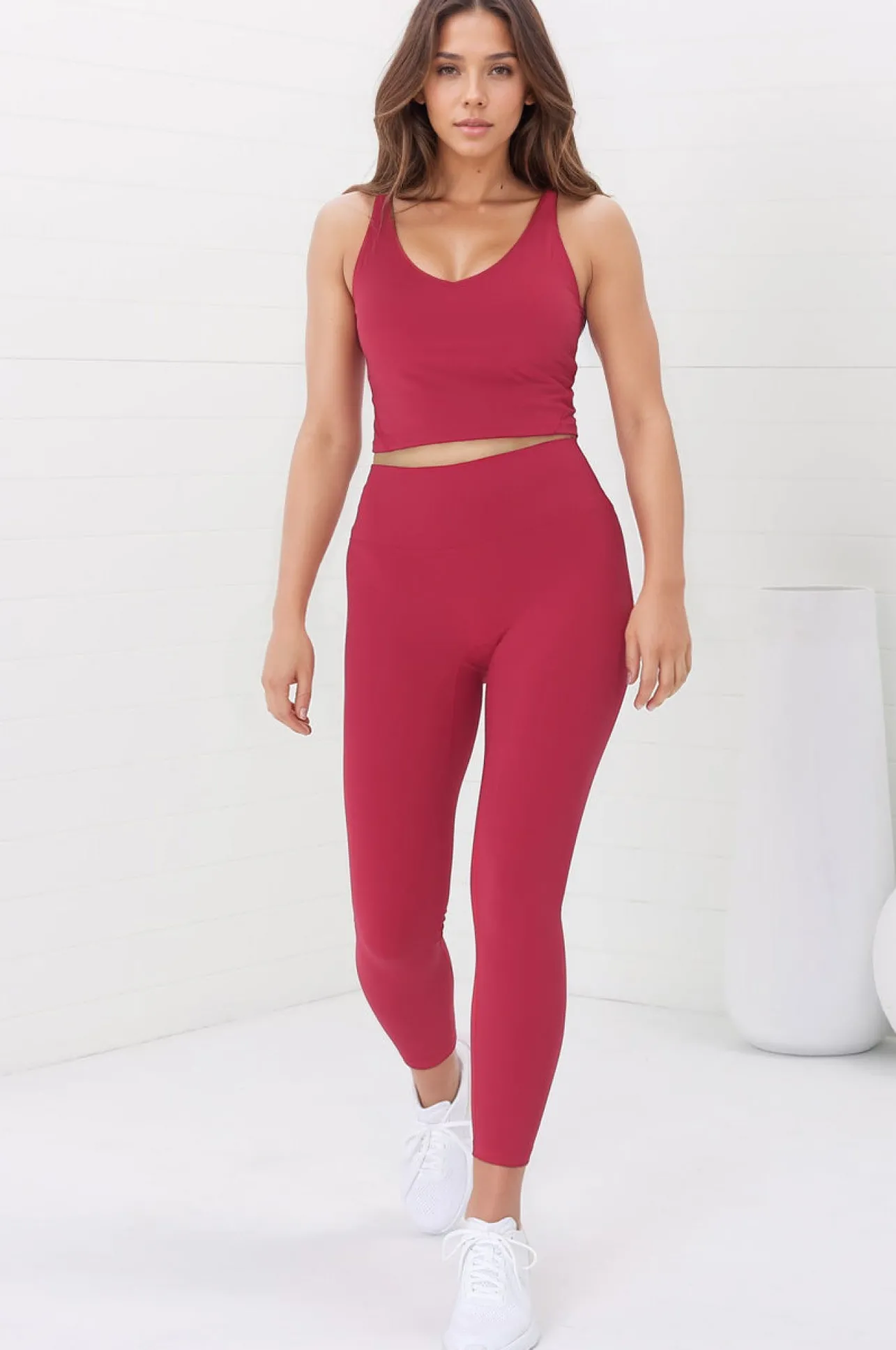 Axel Leggings - High Waisted Full Length Leggings in Magenta>Salty Crush Discount
