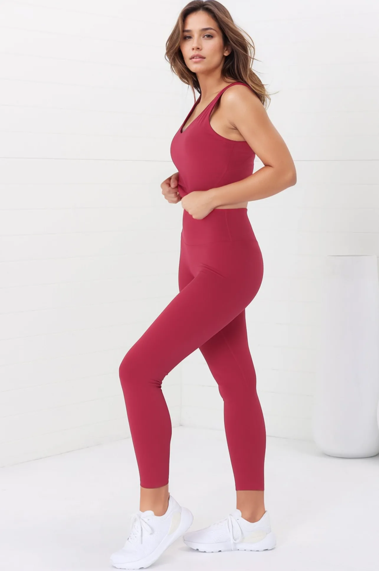 Axel Leggings - High Waisted Full Length Leggings in Magenta>Salty Crush Discount