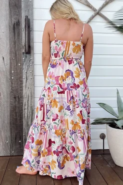Bambi Maxi Dress - Sun Dress with Cut Out Detail and Bow at the Bust in Sweet Lily Print><noscript><img width=