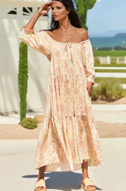 Blossom Maxi Dress - Round Neckline with in Tigerlily Print><noscript><img width=