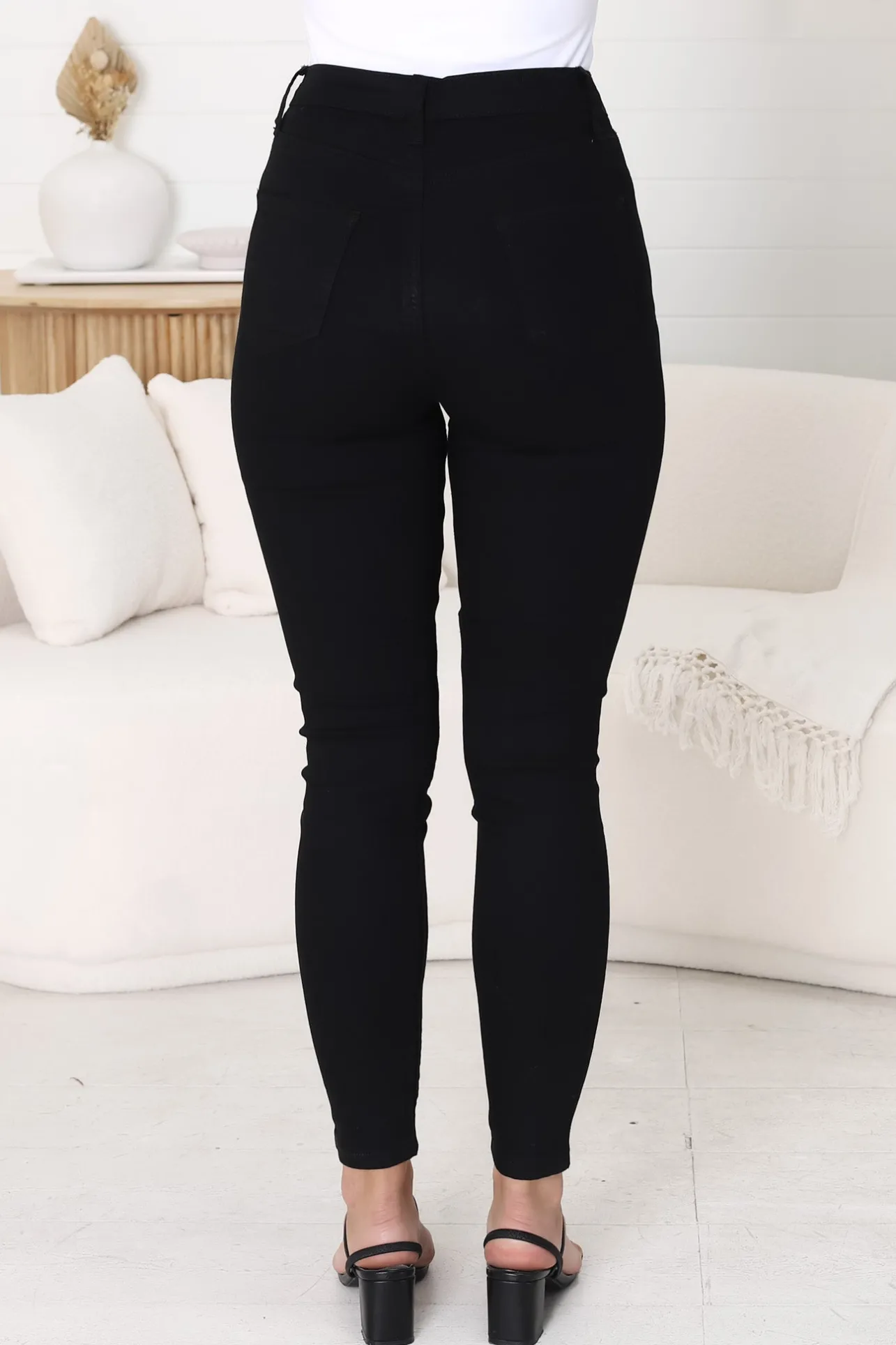 Bob Jeans - High Waist Stretch Skinny Leg Jeans in Black>Salty Crush Online