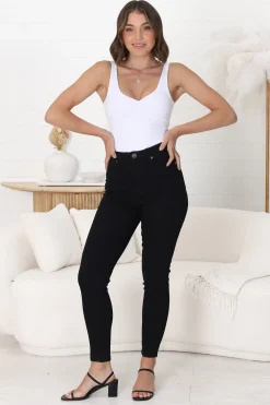 Bob Jeans - High Waist Stretch Skinny Leg Jeans in Black><noscript><img width=