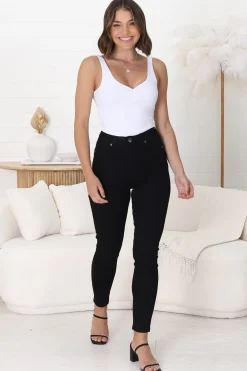 Bob Jeans - High Waist Stretch Skinny Leg Jeans in Black><noscript><img width=