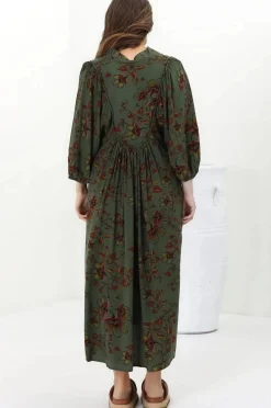 Boheme Midi Dress - Piping Defined Bust Slimline Smock Dress In Esme Print><noscript><img width=