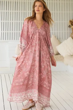 Bree Maxi Dress - Frill Balloon Sleeve V Neck Shift Dress in Angelina Print><noscript><img width=