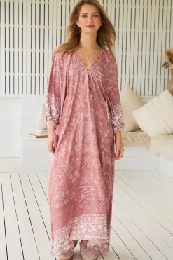 Bree Maxi Dress - Frill Balloon Sleeve V Neck Shift Dress in Angelina Print><noscript><img width=