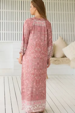 Bree Maxi Dress - Frill Balloon Sleeve V Neck Shift Dress in Angelina Print><noscript><img width=