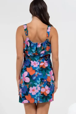 Brinley Mini Dress - Adjustable Strap Dress with Frill Layer Overlay on Bodice in Florabelle Print><noscript><img width=