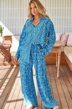 Brooks Pants - Relaxed Drawstring Wide Leg Pants in Letty Print><noscript><img width=