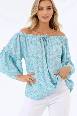 Carissa Top - On or Off Shoulder Pull Over Top in Siena Print><noscript><img width=