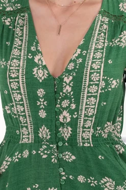 Carmen Maxi Dress - Butterfly Cap Sleeve Button Down A Line Dress with Lace Trim in Kiva><noscript><img width=