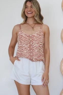 Caty Top - Adjustable Strap Buttoned Down Cami in Chiara Print><noscript><img width=