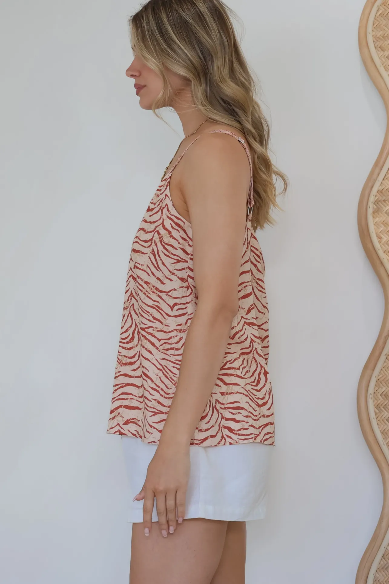 Caty Top - Adjustable Strap Buttoned Down Cami in Chiara Print>Salty Crush Best