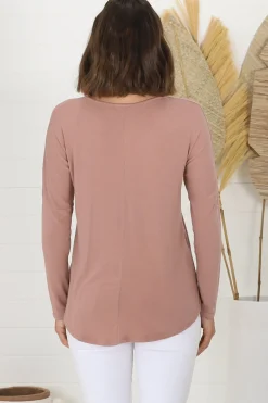 Cecile Top - Zipper Detail V Neck Top in Pink><noscript><img width=