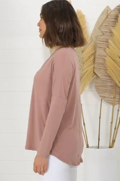 Cecile Top - Zipper Detail V Neck Top in Pink><noscript><img width=