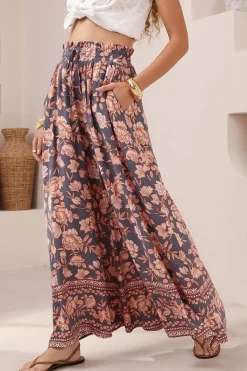 Charli Pants - Paper Bag High Waisted Wide Leg Pants in Leandra Print><noscript><img width=