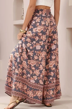 Charli Pants - Paper Bag High Waisted Wide Leg Pants in Leandra Print><noscript><img width=