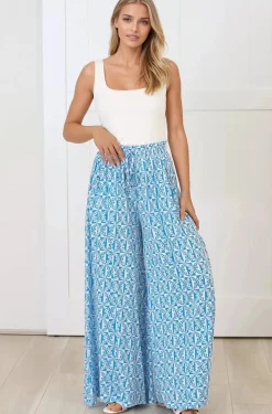 Charli Pants - Paper Bag High Waisted Wide Leg Pants in Dory Print><noscript><img width=