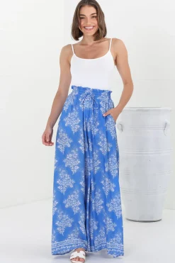 Charli Pants - Paper Bag High Waisted Wide Leg Pants in Bridgette Print><noscript><img width=