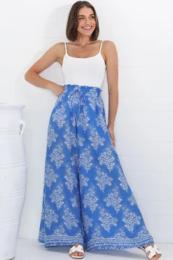 Charli Pants - Paper Bag High Waisted Wide Leg Pants in Bridgette Print><noscript><img width=