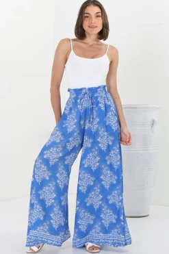 Charli Pants - Paper Bag High Waisted Wide Leg Pants in Bridgette Print><noscript><img width=