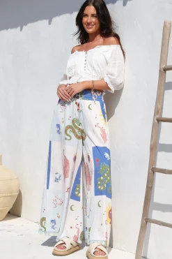 Charli Pants - Paper Bag High Waisted Wide Leg Pants in Sylas Print><noscript><img width=