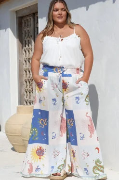 Charli Pants - Paper Bag High Waisted Wide Leg Pants in Sylas Print><noscript><img width=