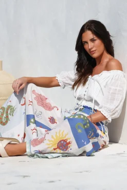 Charli Pants - Paper Bag High Waisted Wide Leg Pants in Sylas Print><noscript><img width=