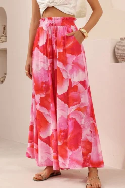 Charli Pants - Paper Bag High Waisted Wide Leg Pants in Greta Print><noscript><img width=