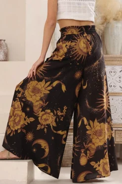 Charli Pants - Paper Bag High Waisted Wide Leg Pants in Goldie Print><noscript><img width=