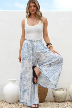 Charli Pants - Paper Bag High Waisted Wide Leg Pants in Josie Print>Salty Crush Best