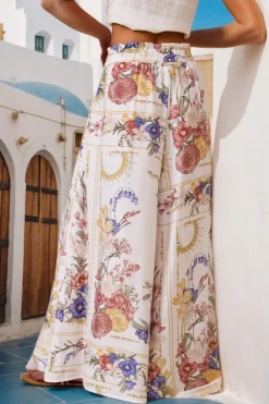 Charli Pants - Paper Bag High Waisted Wide Leg Pants in Adelia Print><noscript><img width=
