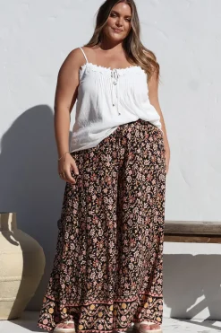 Charli Pants - Paper Bag High Waisted Wide Leg Pants in Amirah Print><noscript><img width=