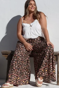 Charli Pants - Paper Bag High Waisted Wide Leg Pants in Amirah Print><noscript><img width=