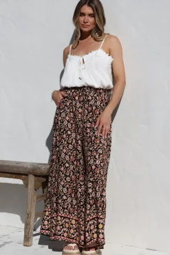 Charli Pants - Paper Bag High Waisted Wide Leg Pants in Amirah Print><noscript><img width=