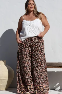Charli Pants - Paper Bag High Waisted Wide Leg Pants in Amirah Print><noscript><img width=