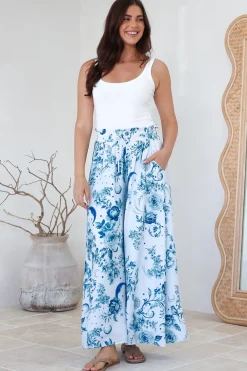 Charli Pants - Paper Bag High Waisted Wide Leg Pants in Runa Print><noscript><img width=