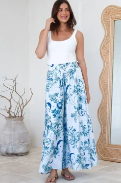 Charli Pants - Paper Bag High Waisted Wide Leg Pants in Runa Print><noscript><img width=