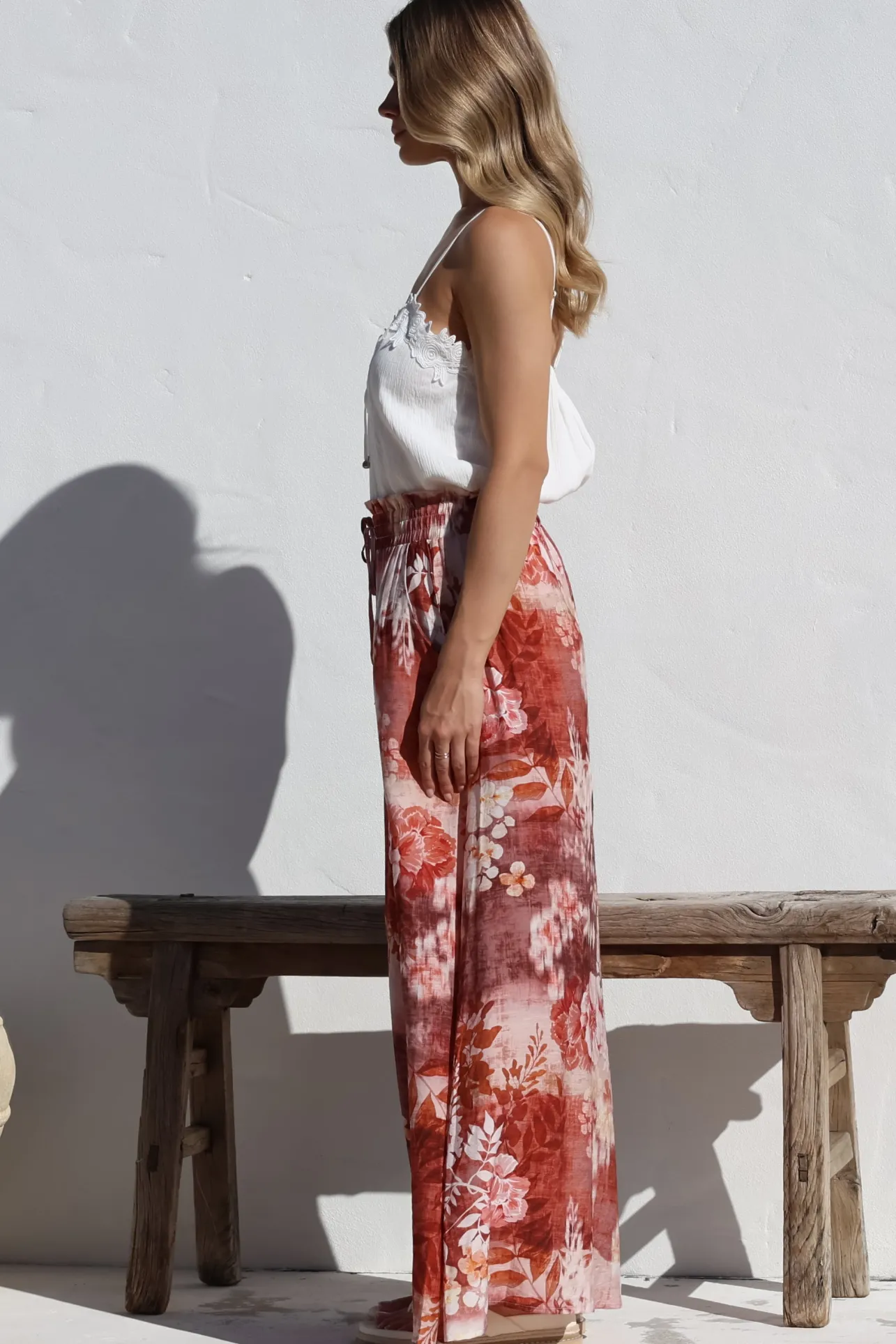 Charli Pants - Paper Bag High Waisted Wide Leg Pants in Ashara Print>Salty Crush Best
