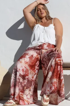 Charli Pants - Paper Bag High Waisted Wide Leg Pants in Ashara Print><noscript><img width=